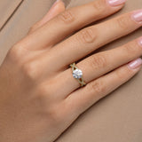 Elegant Round Diamond Engagement Ring with Milgrain Infinity Band