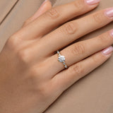 Elegant Round Diamond Engagement Ring with Marquise Side Stones