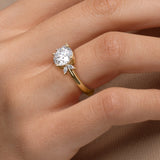 Round Cut Lab Grown Diamond Ring with Side Marquise Stones