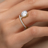 Brilliant Cut Lab Grown Diamond Engagement Ring With Hidden Halo & Pave Band