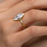 Marquise Cut Twisted Shank Bezel Set Ring