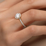 Halo Diamond Engagement Ring with Sparkling Accents