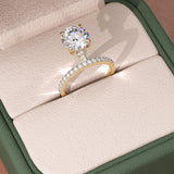 Brilliant Cut Lab Grown Diamond Engagement Ring With Hidden Halo & Pave Band