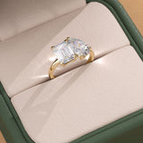 Modern Toi et Moi Engagement Ring with Emerald & Pear Cut Diamonds