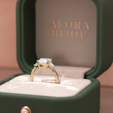 Round Cut Lab Grown Diamond Ring with Side Marquise Stones