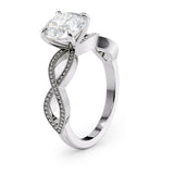 Elegant Round Diamond Engagement Ring with Milgrain Infinity Band
