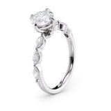 Elegant Round Diamond Engagement Ring with Marquise Side Stones