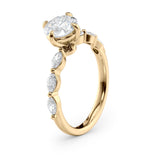 Elegant Round Diamond Engagement Ring with Marquise Side Stones