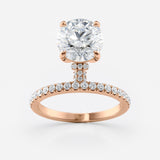 Brilliant Cut Lab Grown Diamond Engagement Ring With Hidden Halo & Pave Band