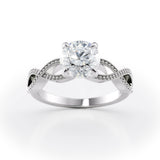 Elegant Round Diamond Engagement Ring with Milgrain Infinity Band