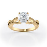 Elegant Round Diamond Engagement Ring with Milgrain Infinity Band