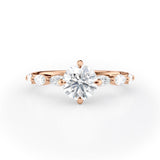 Elegant Round Diamond Engagement Ring with Marquise Side Stones