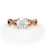 Elegant Round Diamond Engagement Ring with Milgrain Infinity Band