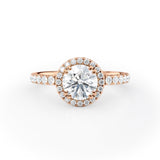 Halo Diamond Engagement Ring with Sparkling Accents