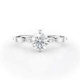 Elegant Round Diamond Engagement Ring with Marquise Side Stones