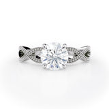 Elegant Round Diamond Engagement Ring with Milgrain Infinity Band