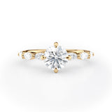 Elegant Round Diamond Engagement Ring with Marquise Side Stones