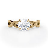 Elegant Round Diamond Engagement Ring with Milgrain Infinity Band