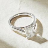 Emerald Lab Created Diamond Solitaire Engagement Ring