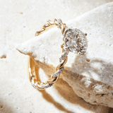 Round Lab Grown Diamond Engagement Ring in Two-Tone Gold