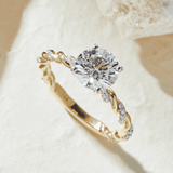 Round Lab Grown Diamond Engagement Ring in Two-Tone Gold