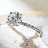 Round-cut Lab-Grown Diamond Engagement Ring with Diamond Band