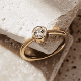 Round Bezel Lab Diamond Solitaire Engagement Ring