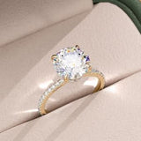 Round Cut Lab Diamond Halo Ring Pave Band