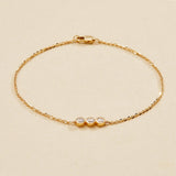 Triple Diamond Bezel Chain Bracelet in Lab-Grown Diamond