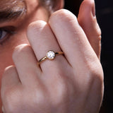Round Bezel Lab Diamond Solitaire Engagement Ring