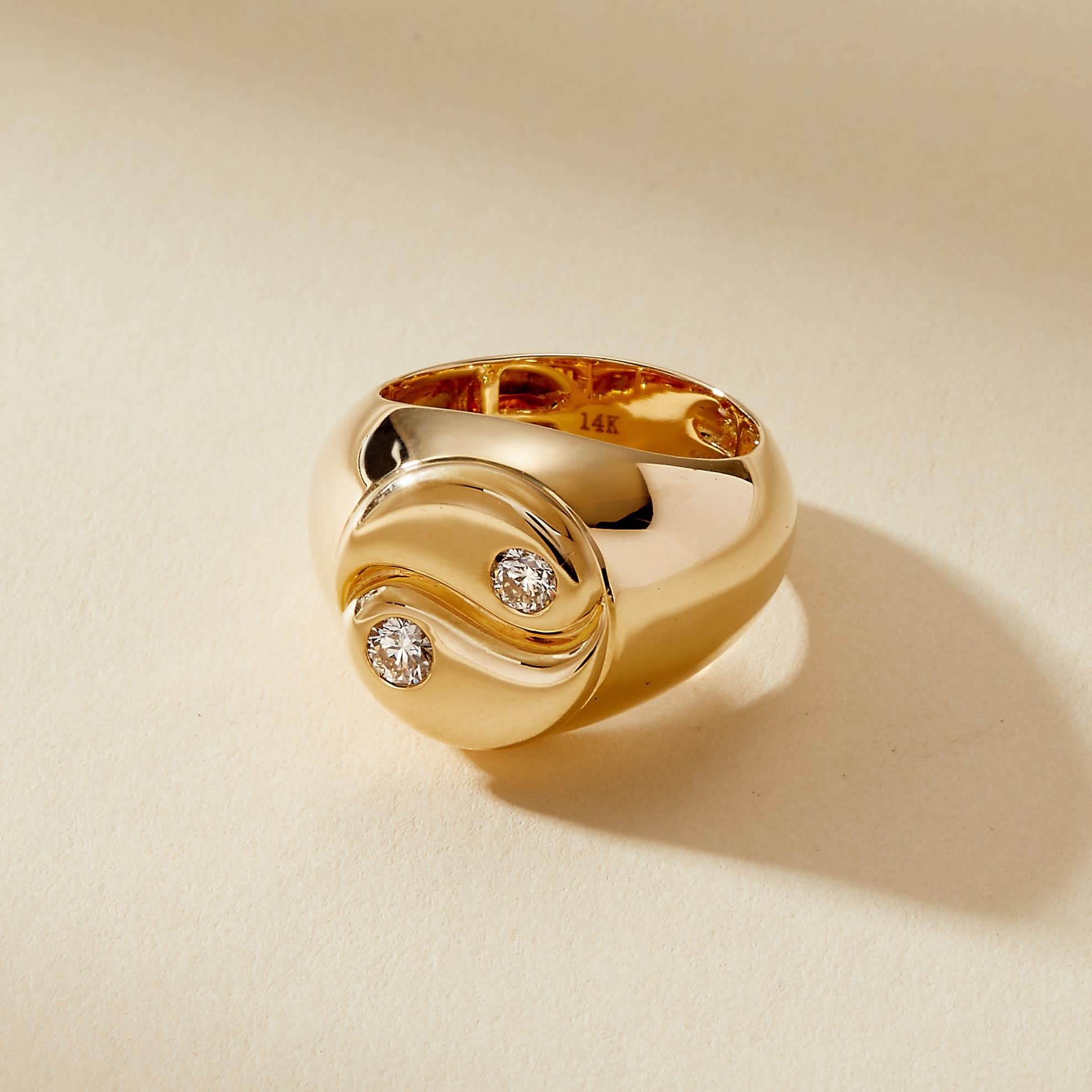 Yin Yang Diamond Signet Ring – Alora Bijou - Main Image