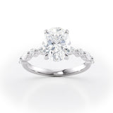 Oval Lab Diamond Ring Marquise & Round Diamond Band