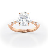 Oval Lab Diamond Ring Marquise & Round Diamond Band
