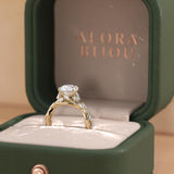 Round Cut Lab Diamond Ring Twisted Vine Marquise Design