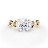 Round Cut Lab Diamond Ring Twisted Vine Marquise Design