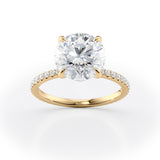 Round Cut Lab Diamond Halo Ring Pave Band