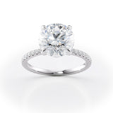 Round Cut Lab Diamond Halo Ring Pave Band