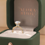 Round Cut Lab Diamond Halo Ring Pave Band