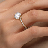 Round Cut Lab Diamond Halo Ring Pave Band