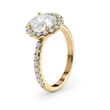 Halo Round Lab Grown Diamond Pavé Band Engagement Ring