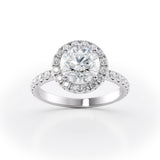 Halo Round Lab Grown Diamond Pavé Band Engagement Ring