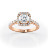 Classic Round Cut  Lab Grown Diamond Halo Engagement Ring with Pave Band