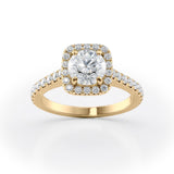 Classic Round Cut  Lab Grown Diamond Halo Engagement Ring with Pave Band