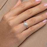 Classic Round Cut  Lab Grown Diamond Halo Engagement Ring with Pave Band