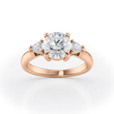 Round Lab Diamond Ring with Pear Side Stones