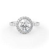 Round Lab Diamond Engagement Ring with Pave Halo