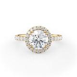 Round Lab Diamond Engagement Ring with Pave Halo