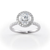 Round Lab Diamond Engagement Ring with Pave Halo