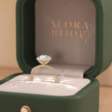 Round Lab Diamond Engagement Ring with Pave Halo