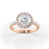 Halo Round Lab Grown Diamond Pavé Band Engagement Ring